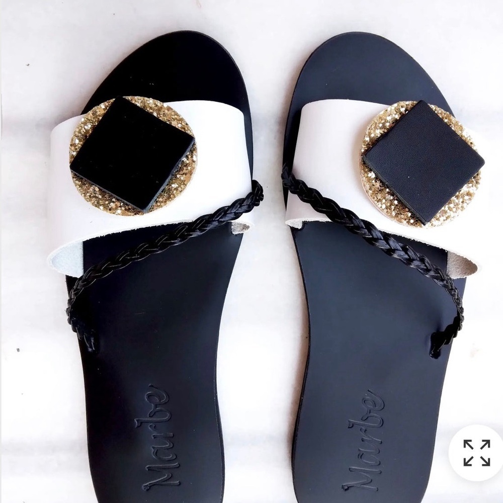 MARBLE Women's Black and White Sandals